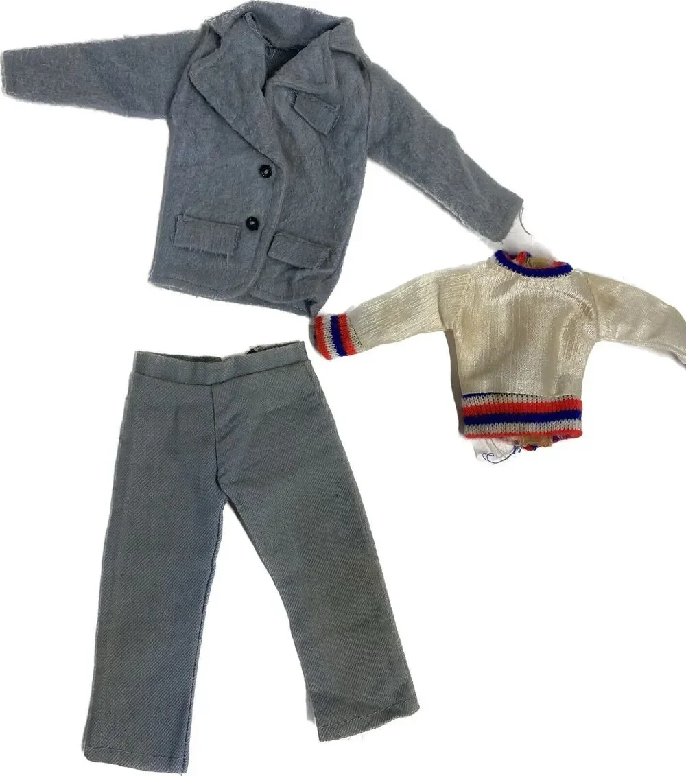 Vintage Ken Clone Doll Clothing 3 pcs Shirt Jacket Pants Gray